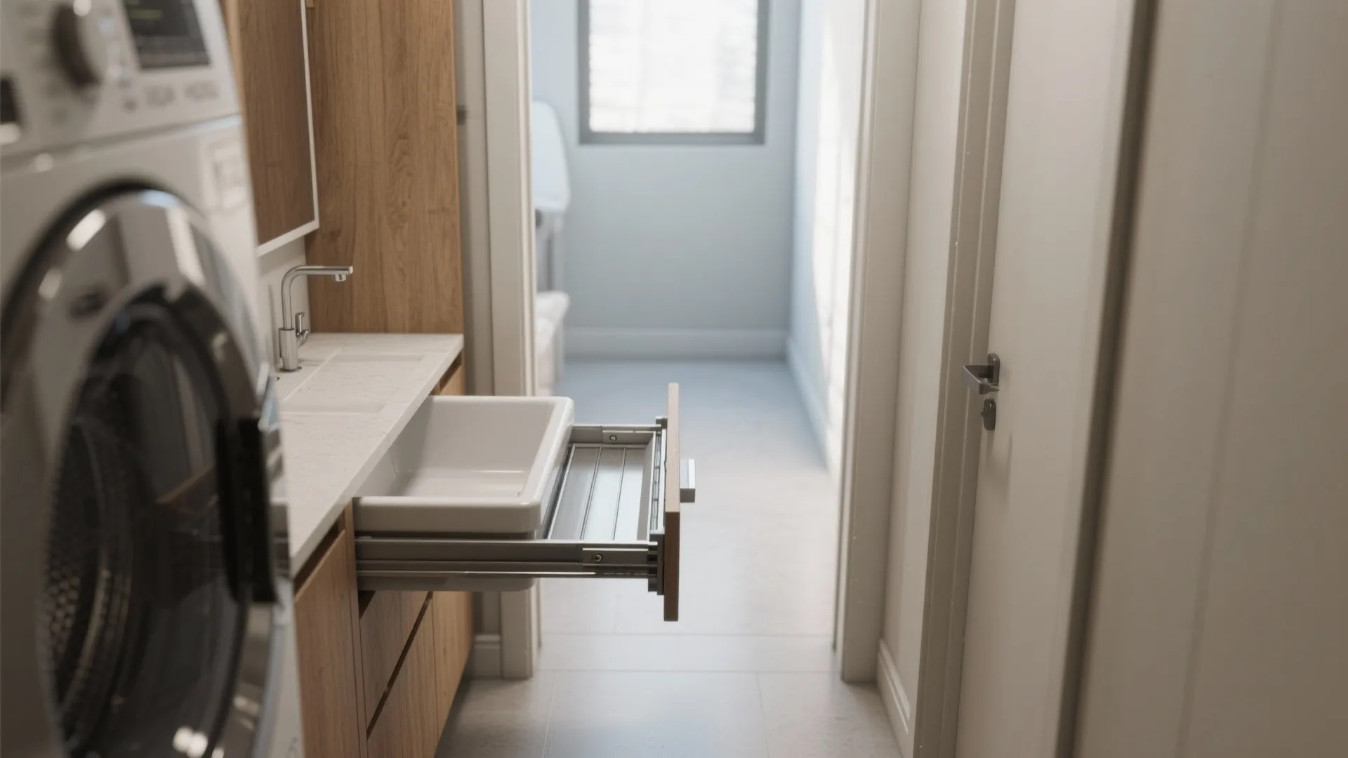 2. Pull-out trough sink that tucks away