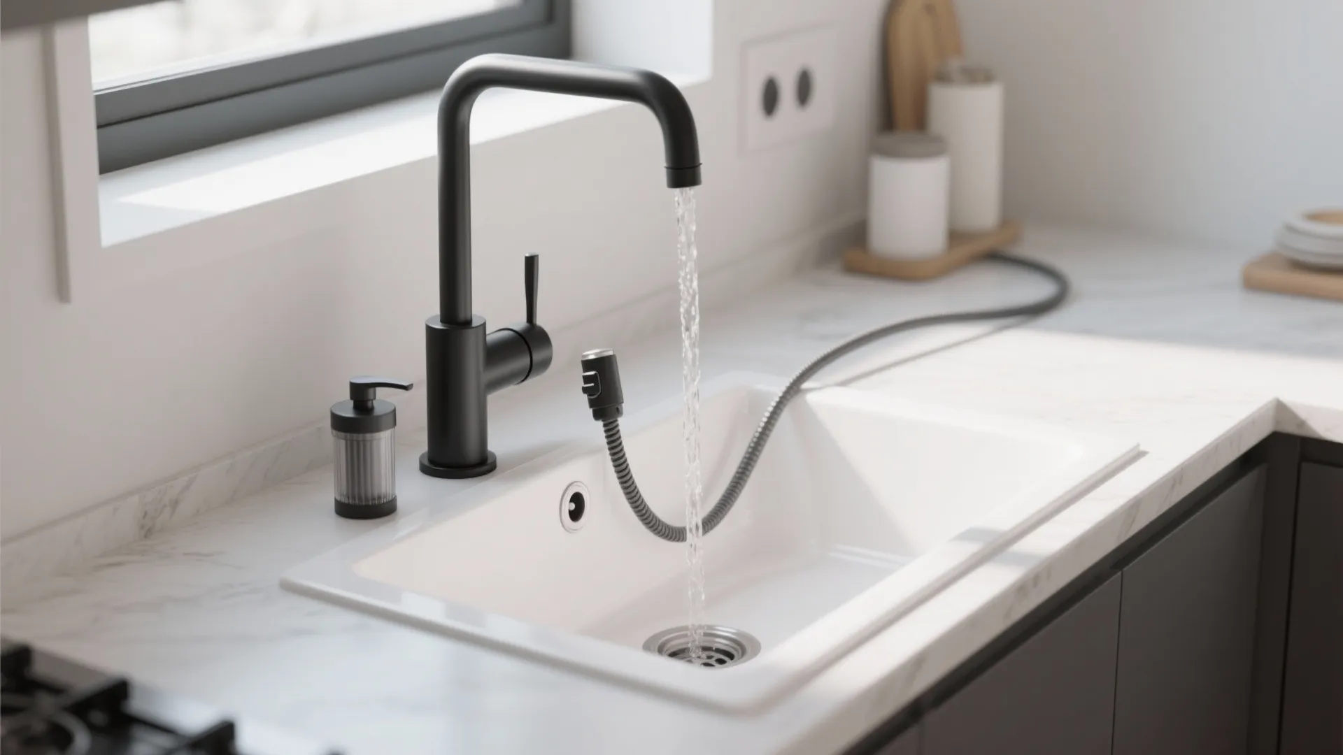2. Modern pull-down faucet with dual controls