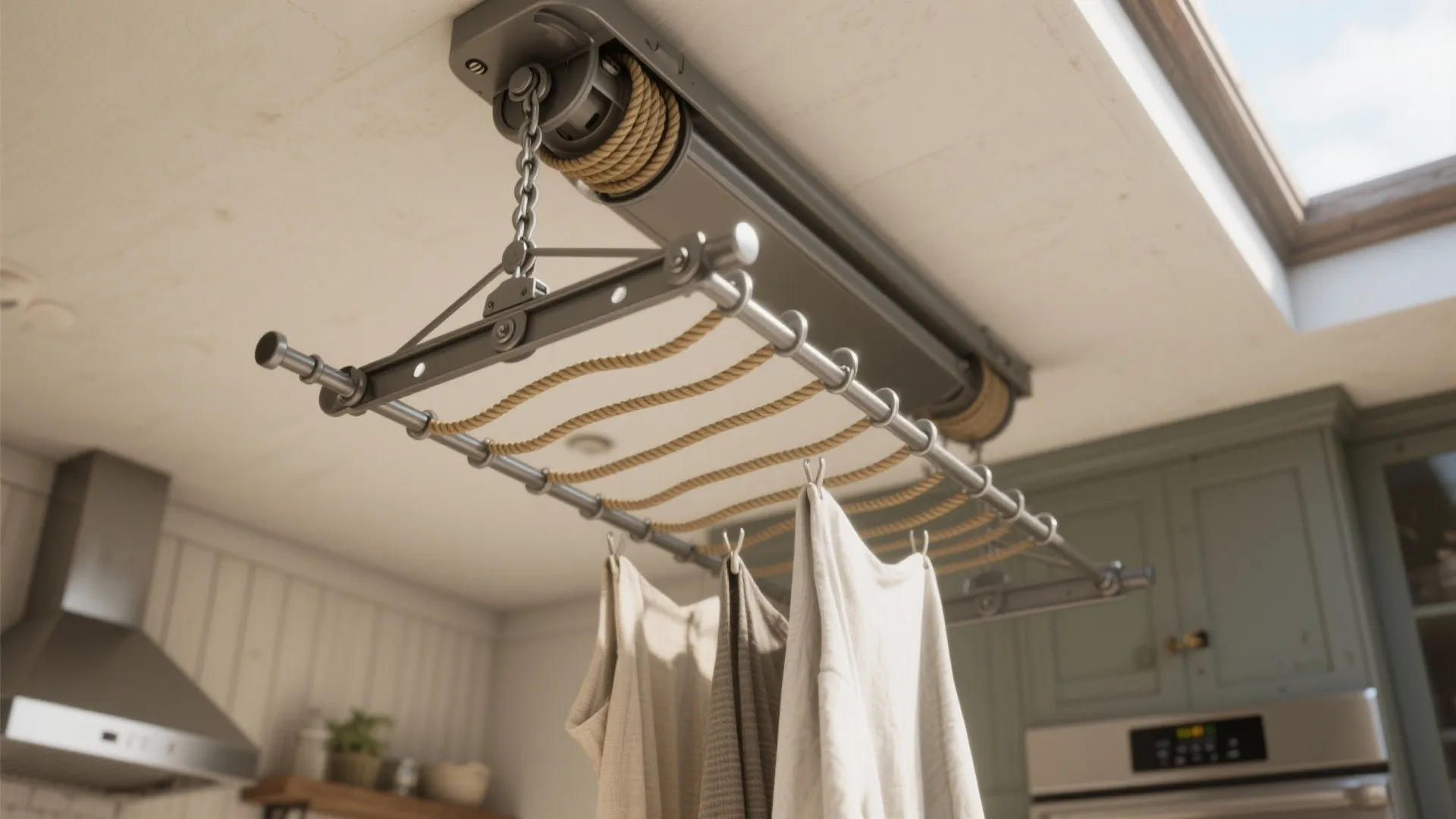 2. Retractable ceiling pulley system