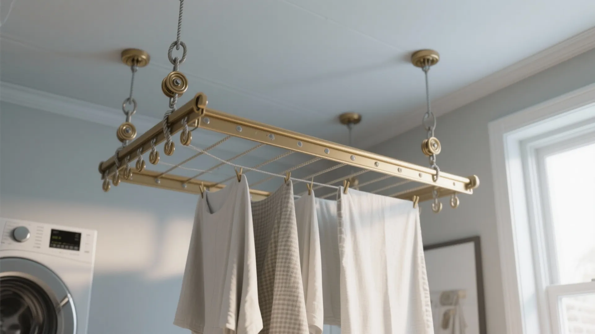 2. Ceiling-mounted pulley drying rack