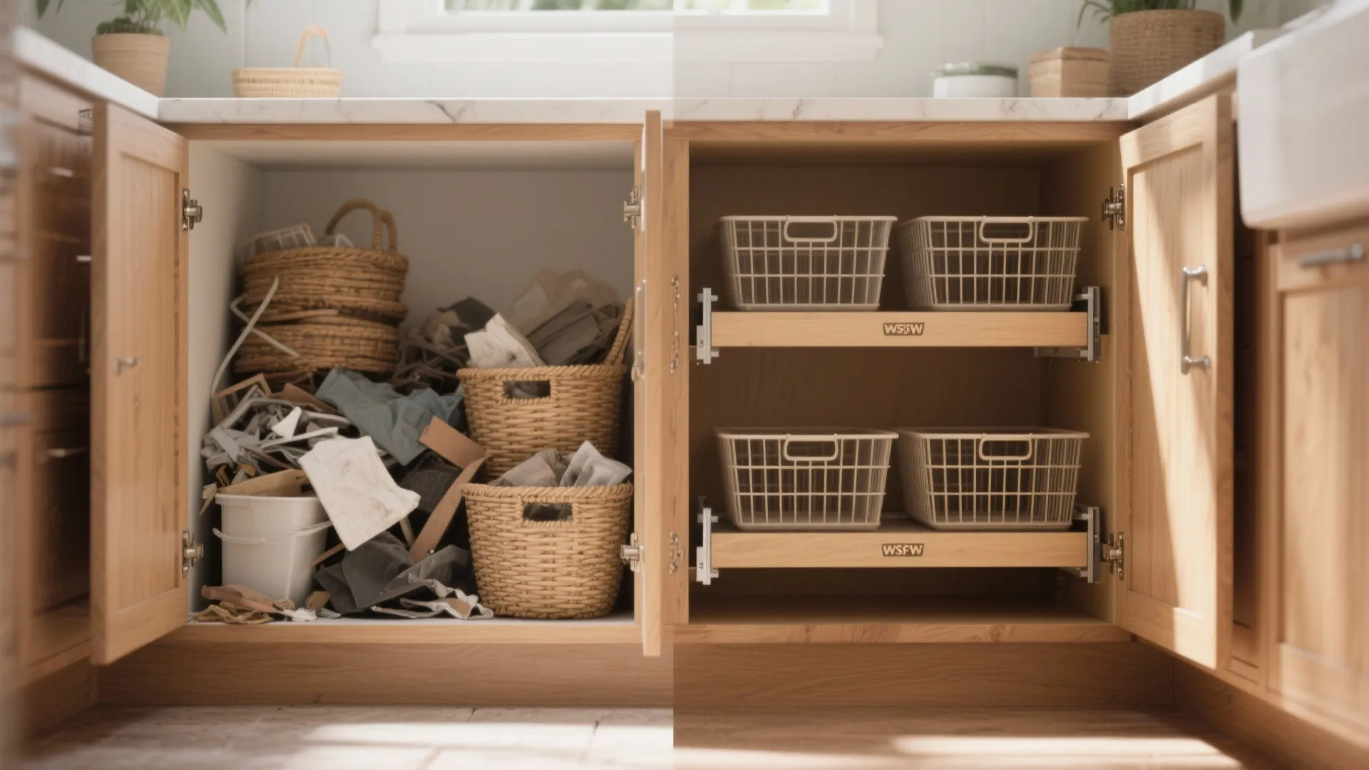 2. Pull-out baskets under counters