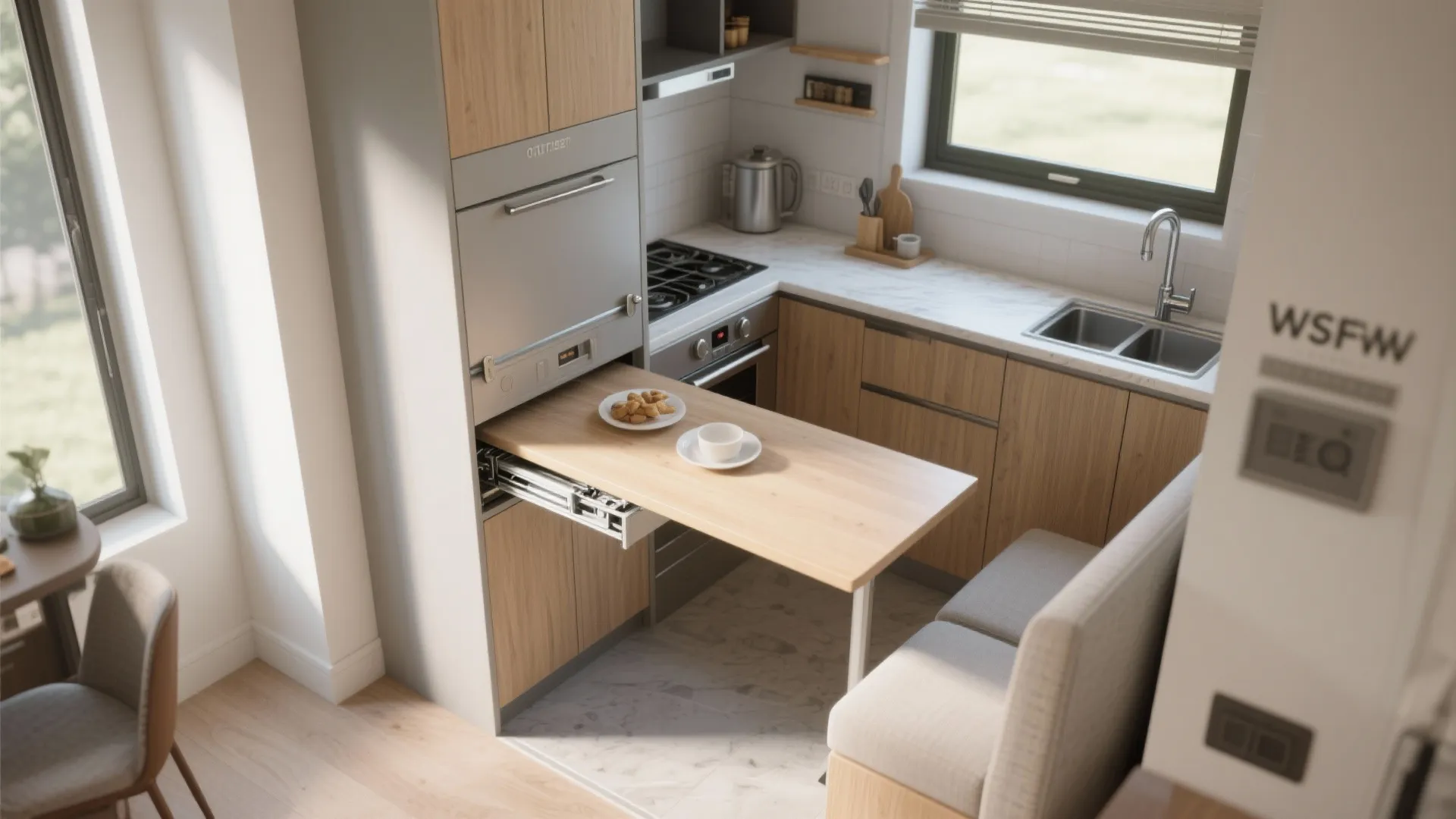 4. Multipurpose Breakfast Bar and Pull-out Solutions