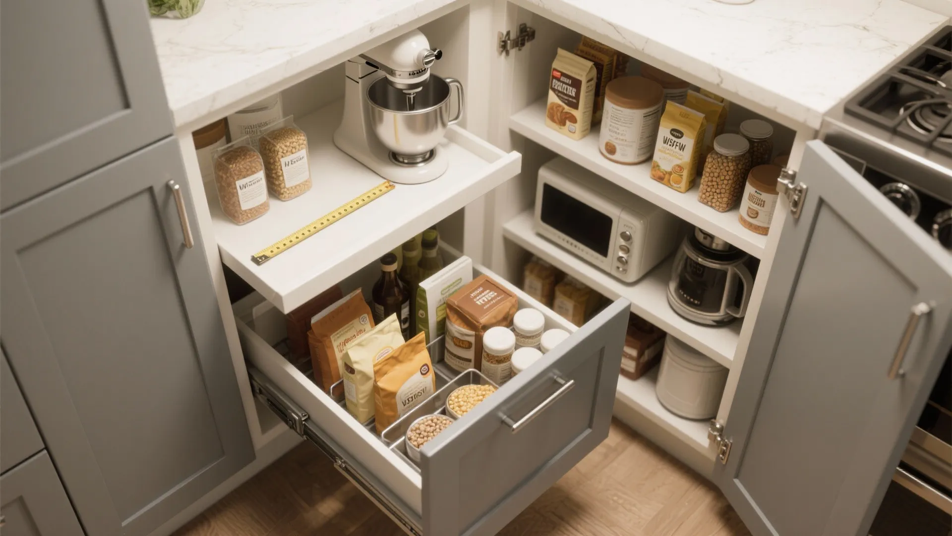 2. Pull-Out Corner Pantry for Maximum Storage