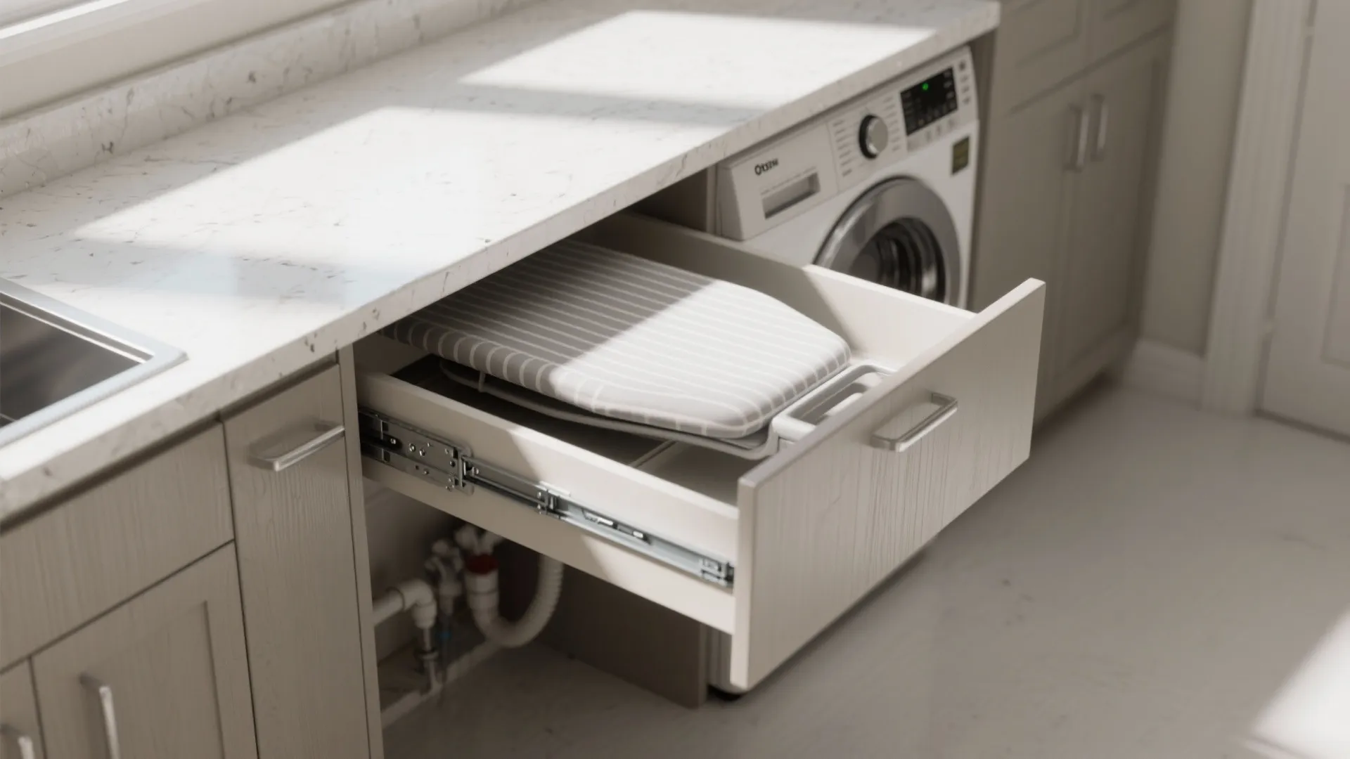 2. Pull-out folding counter and ironing board