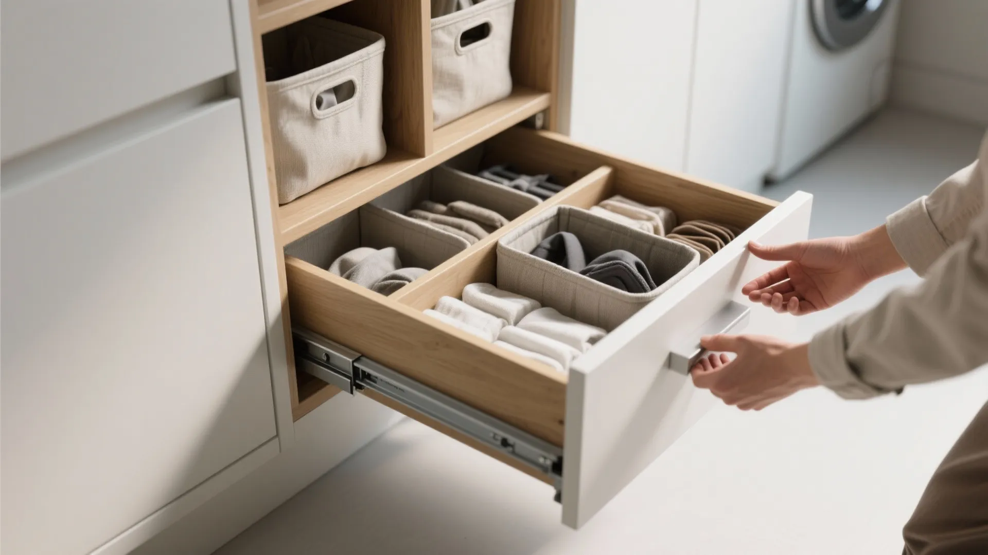 3. Pull-out Cube Shelving for Sorting