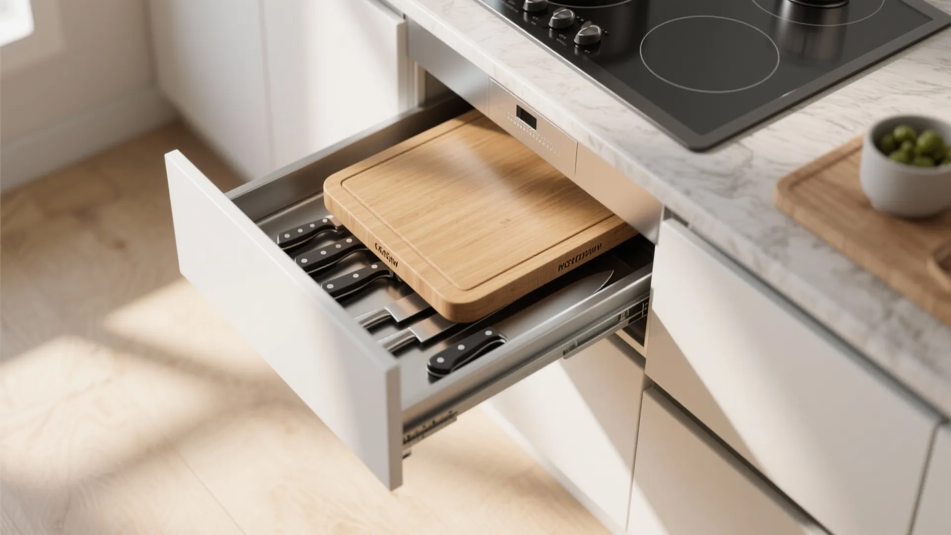 4. Pull-out cutting board drawer