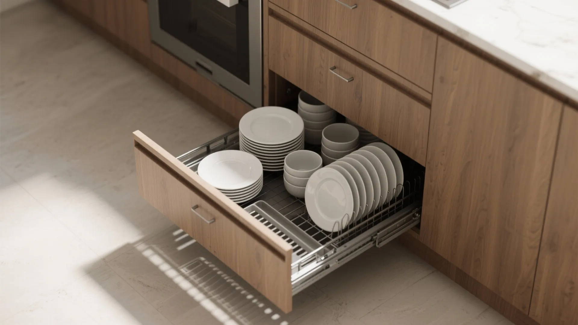 3. Pull-out cabinet dish tray