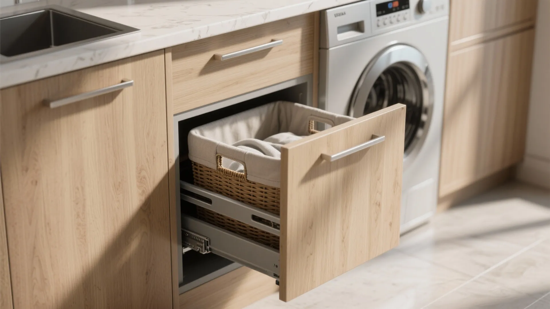 2. Built-In Pull-Out Laundry Drawer