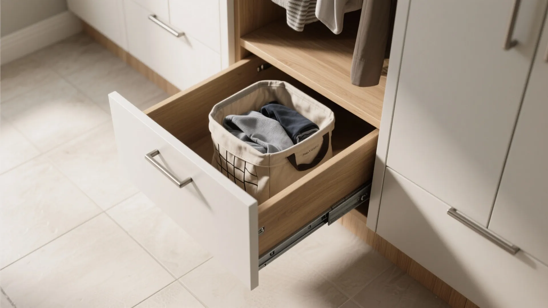 2. Pull-out hamper drawer for laundry closets