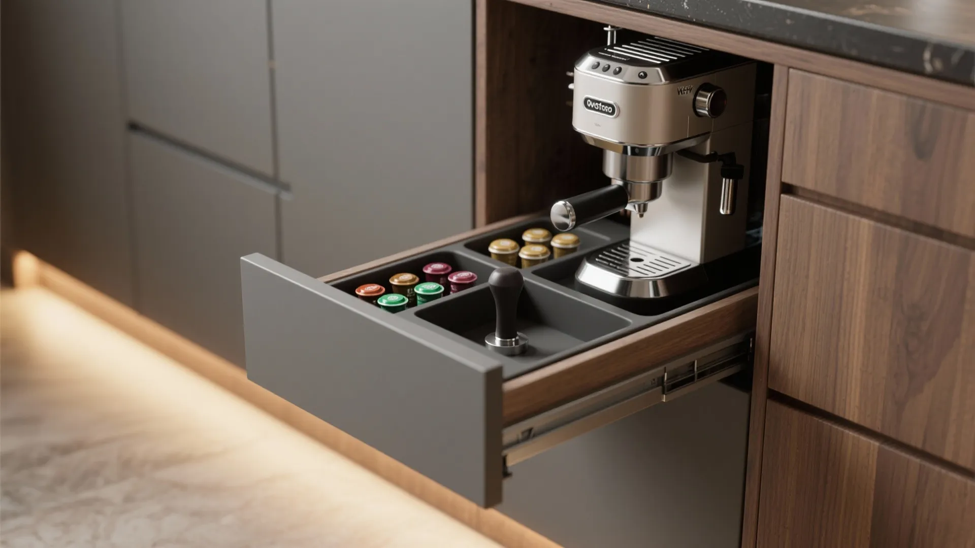 3. Pull-Out Coffee Drawer