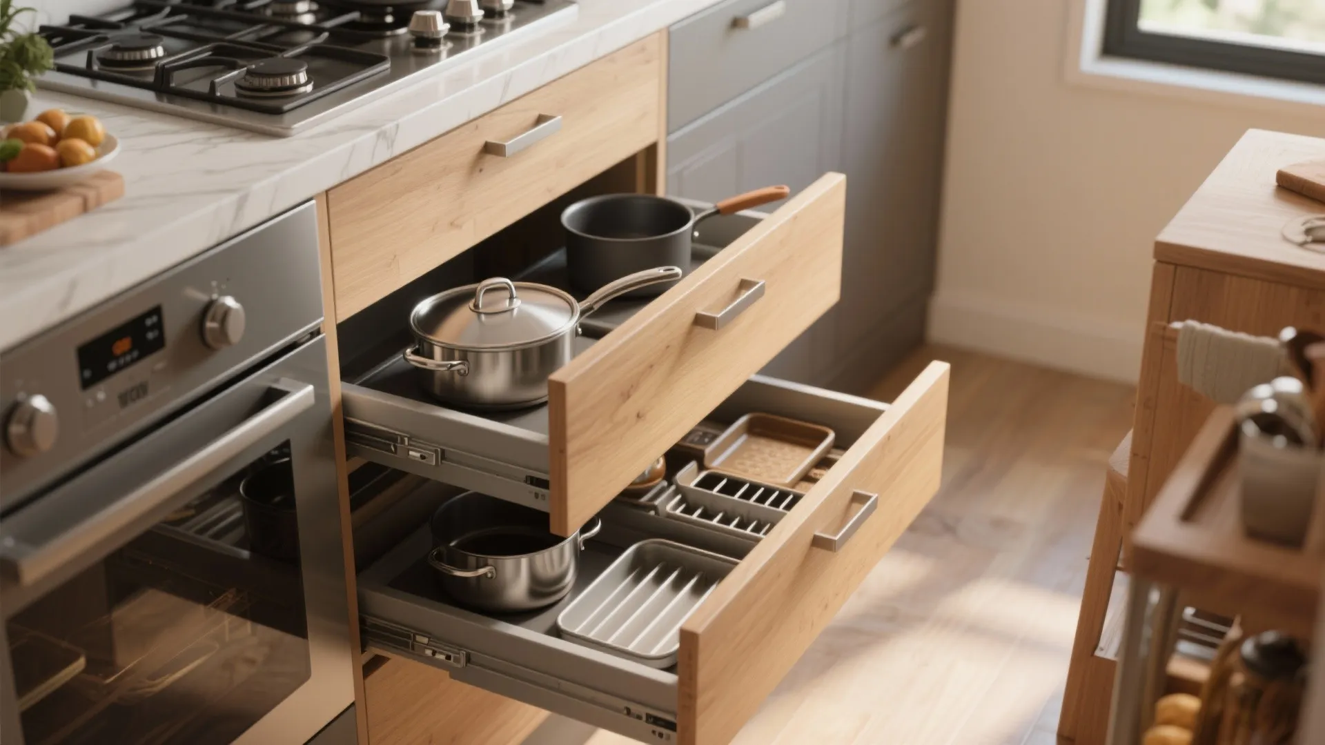 3. Pull-out storage and smart drawers