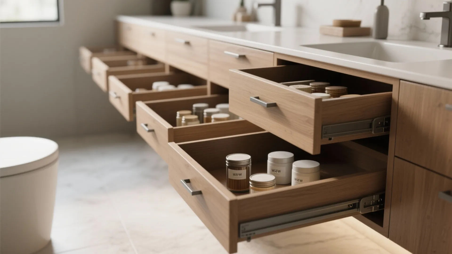 2. Pull-Out Trapezoid Drawers