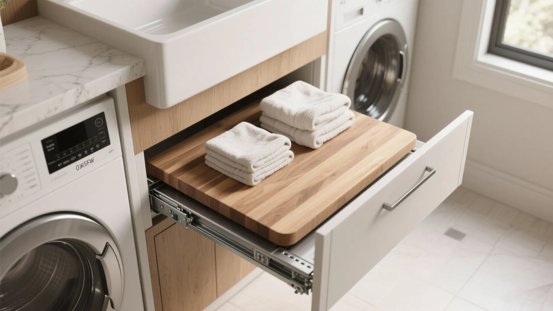 2. Pull-out folding station under the countertop