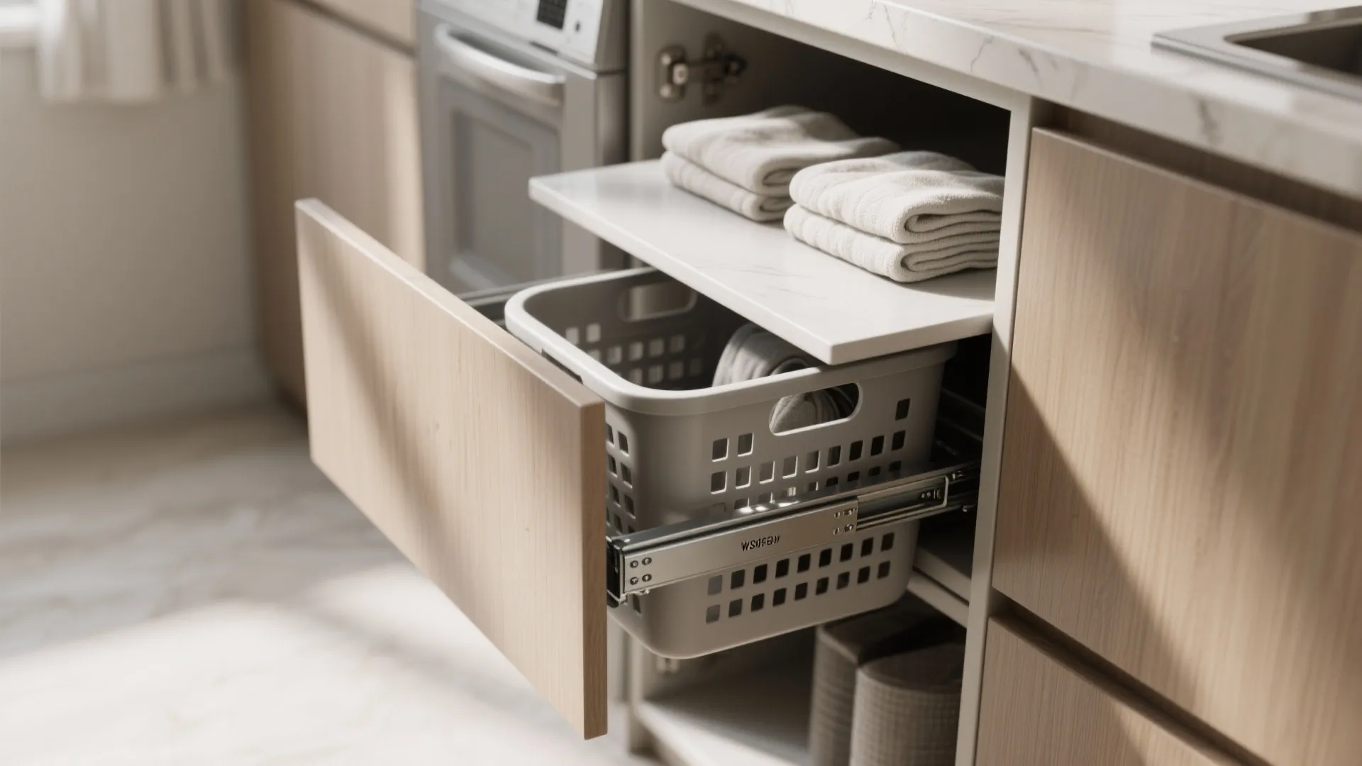 2. Pull-out cabinets and folding shelves