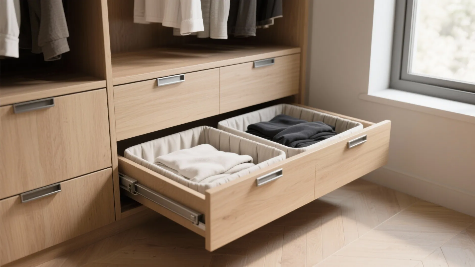 1. Built-in pull-out hamper in the closet
