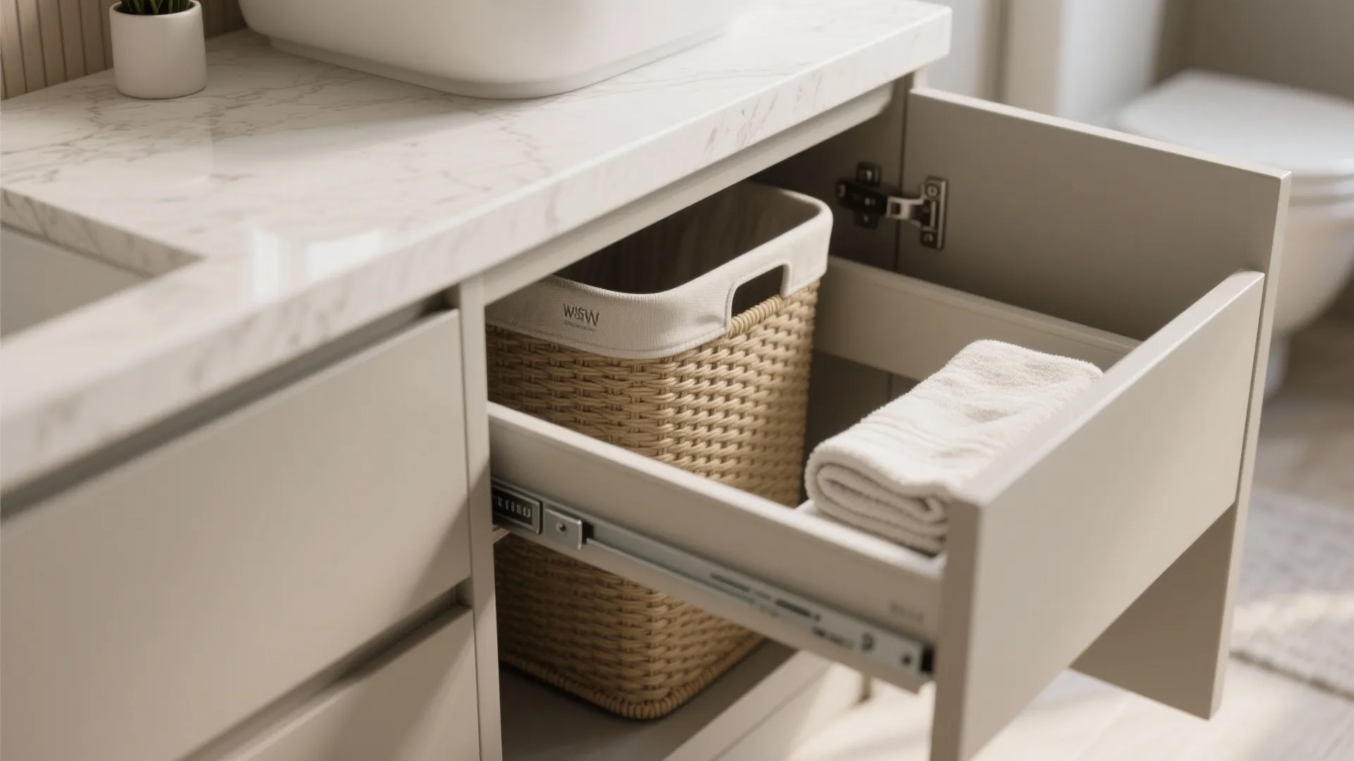 3. Pull-out hampers and folding shelves