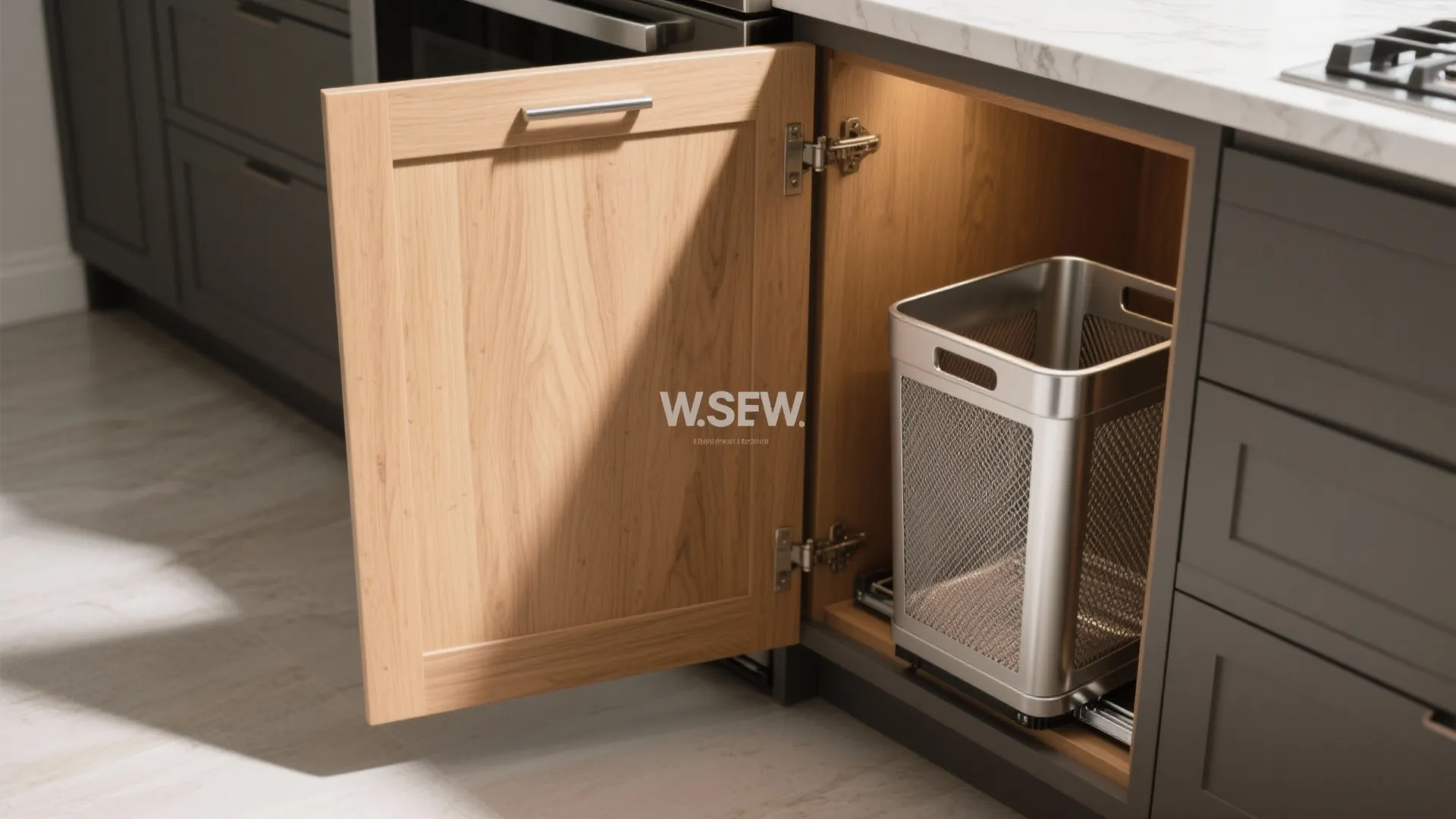 2. Pull-out hamper in a built-in cabinet