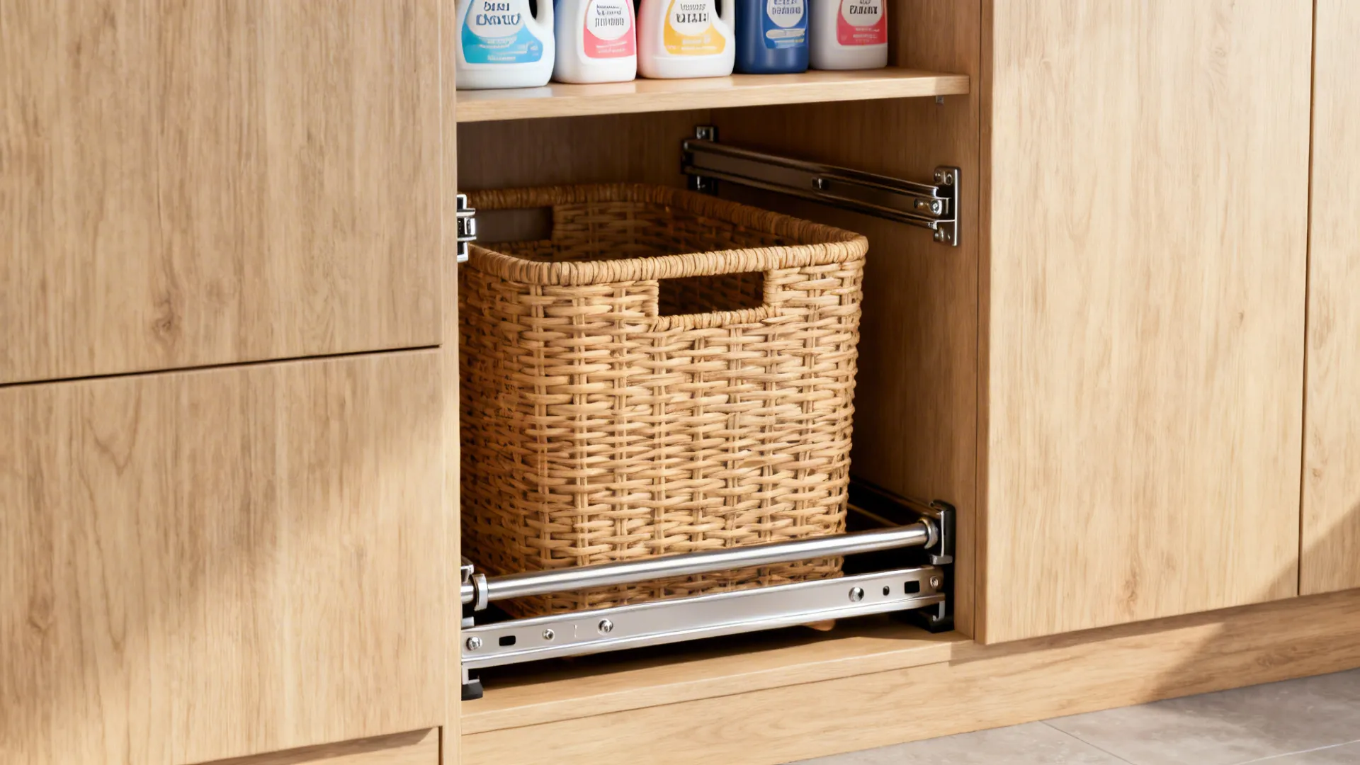 2. Pull-out shelves and sliding laundry hampers