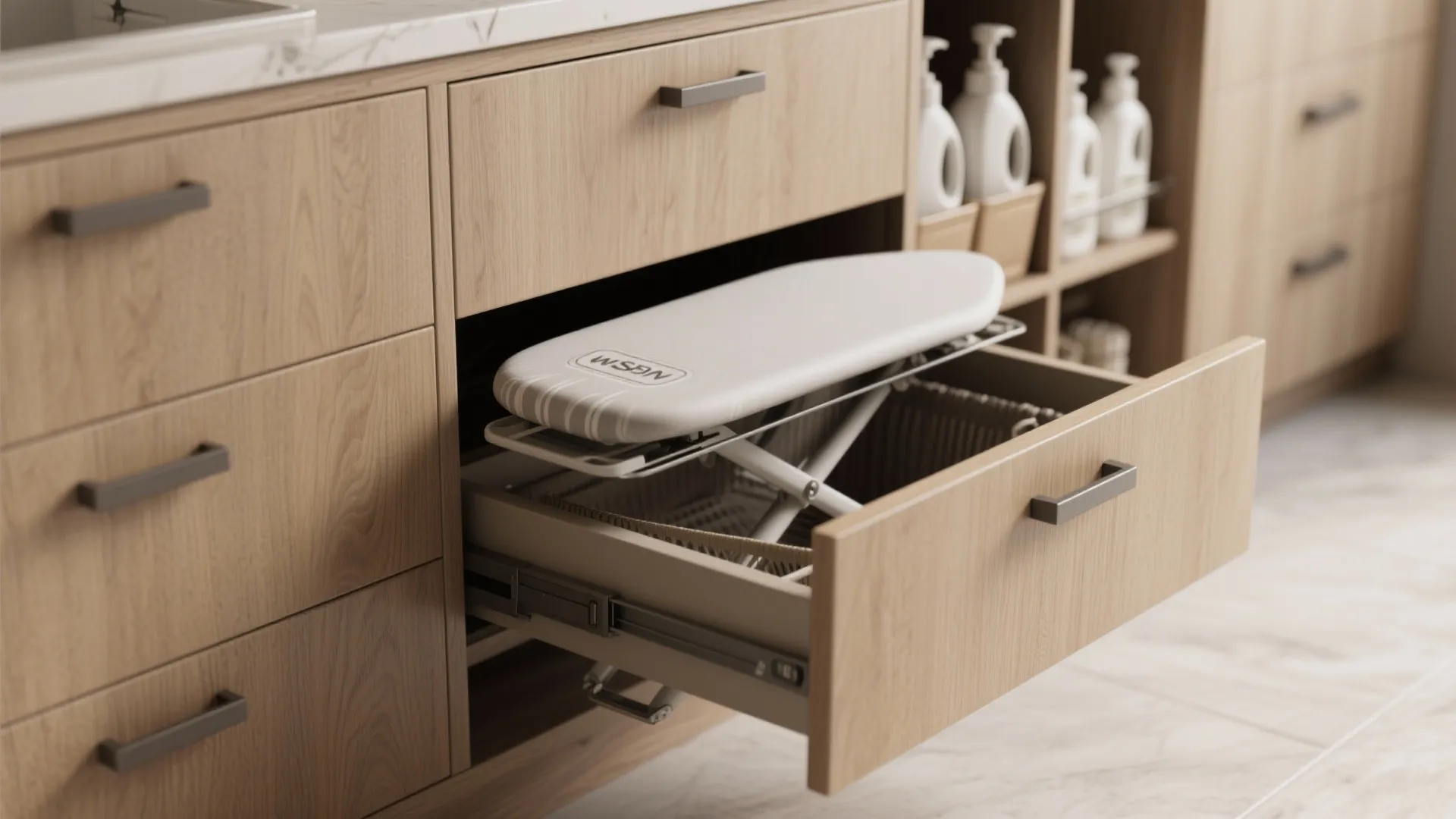 4. Use multifunctional cabinetry and pull-out hampers