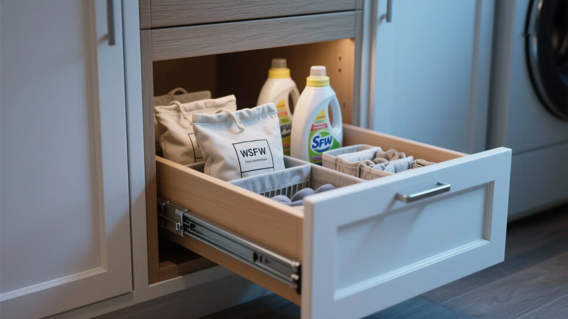 2. Pull-out hampers and sorter drawers