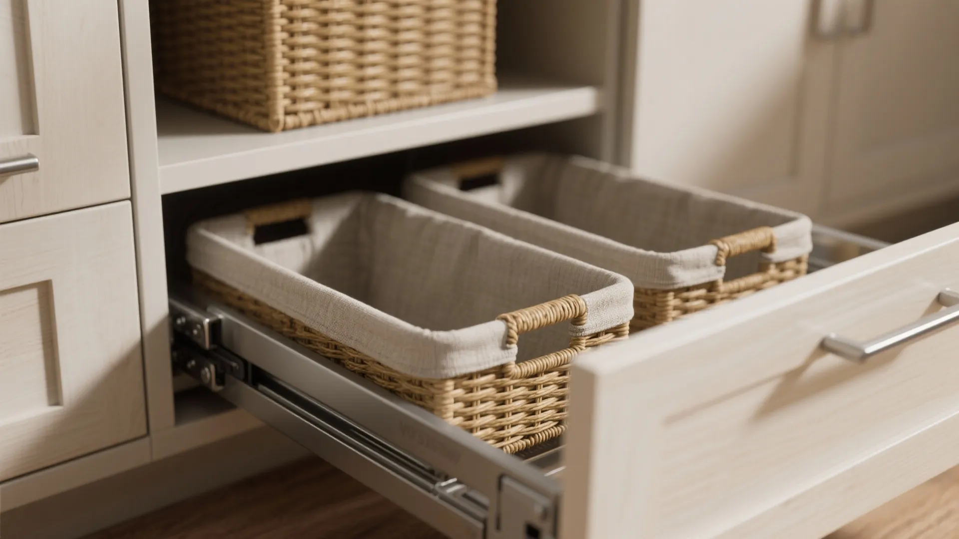 3. Pull-Out Hampers and Sorters on Glides