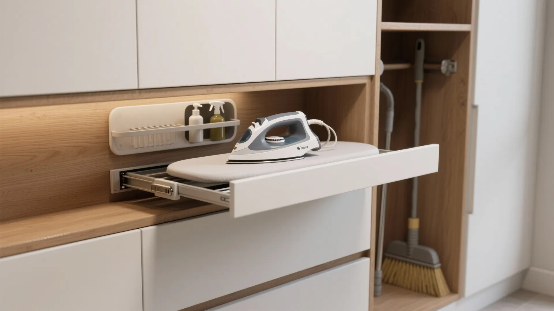 4. Built-ins that multitask: pull-out ironing boards & broom nooks