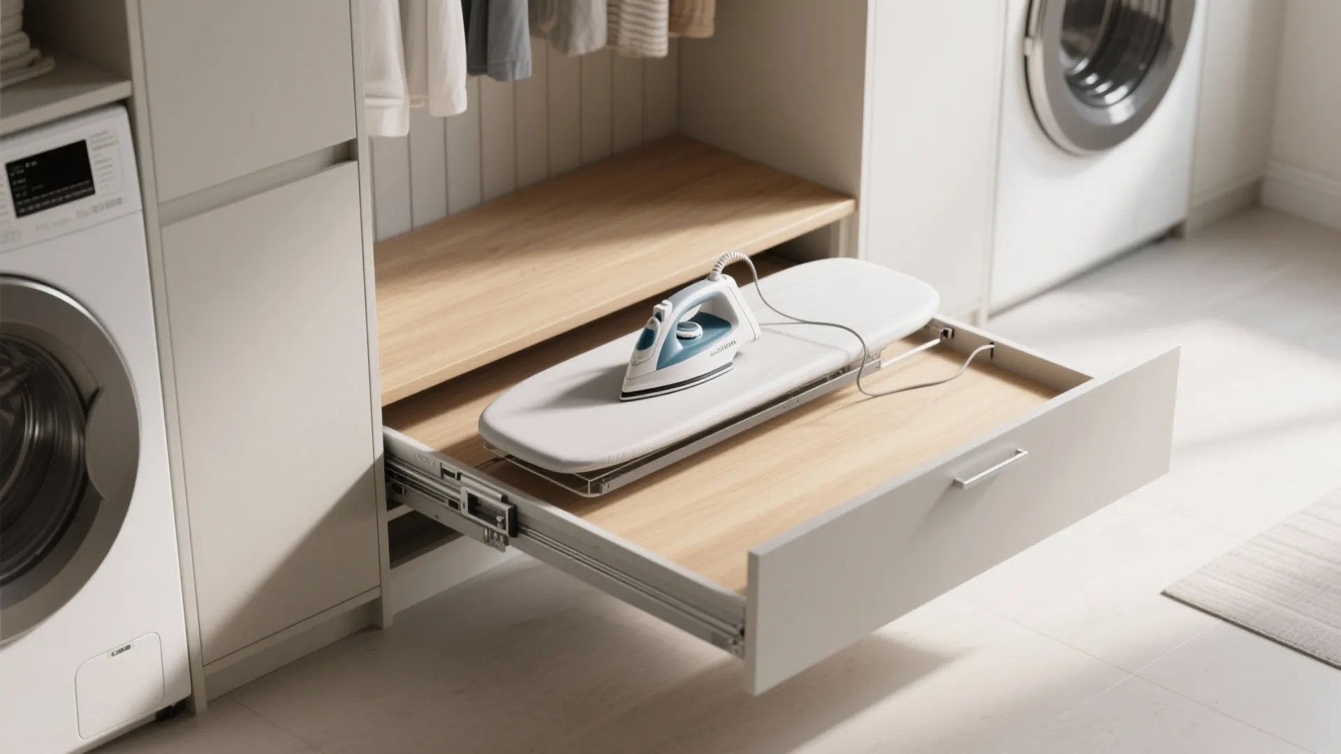 4. Bench with pull-out ironing or utility board