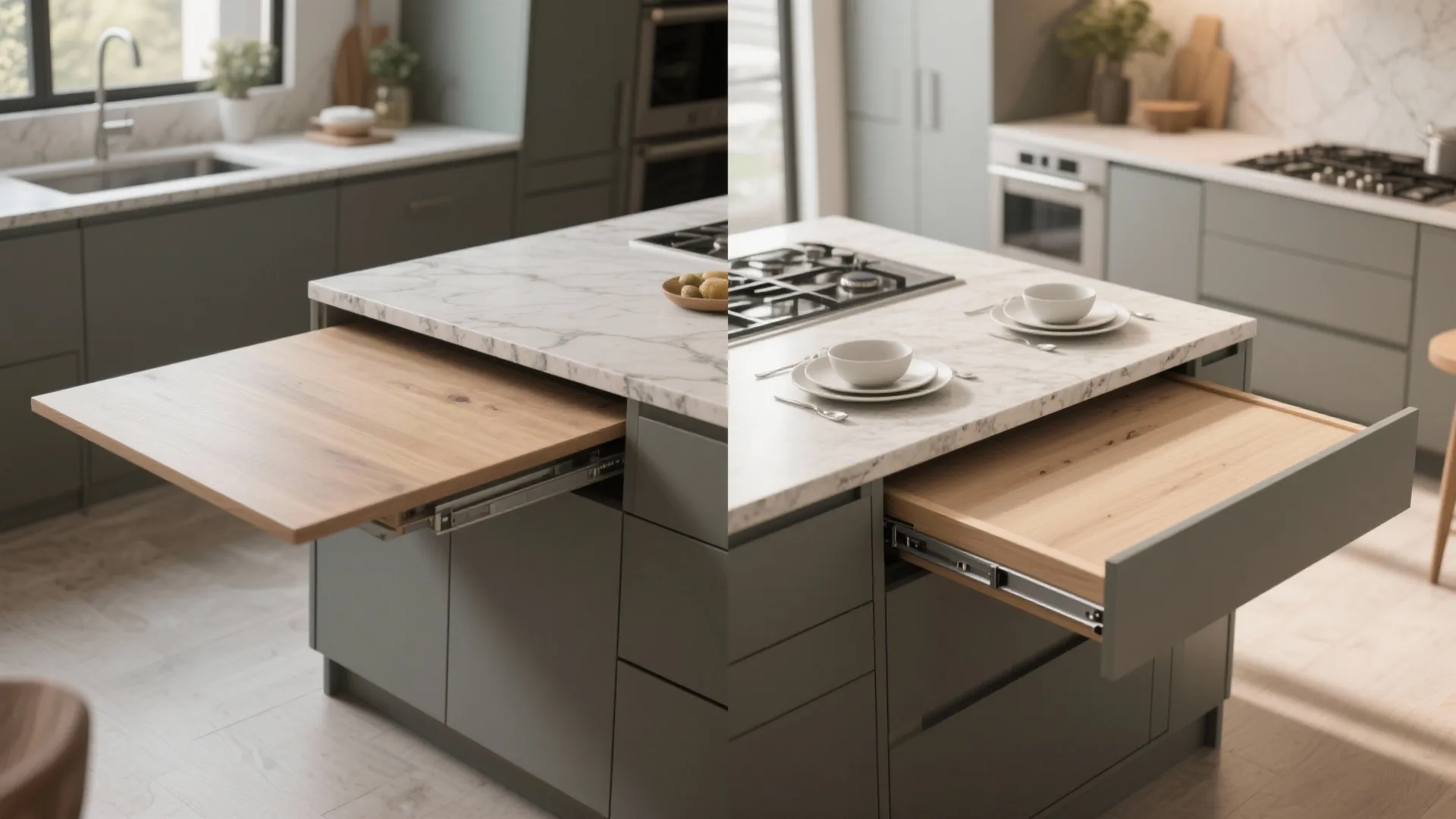 4. Pull-out table from island or cabinet