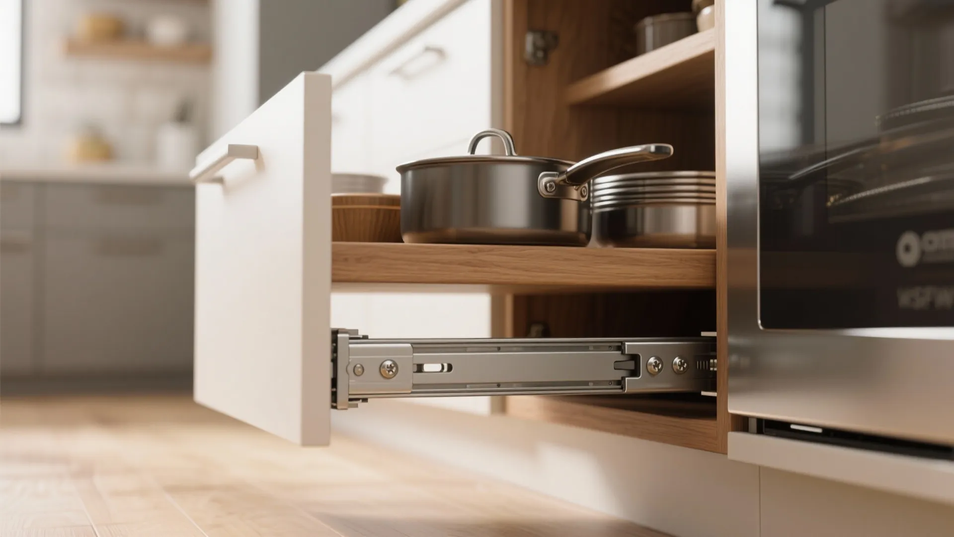 2. Pull-Out Kidney or Swing-Out Shelves