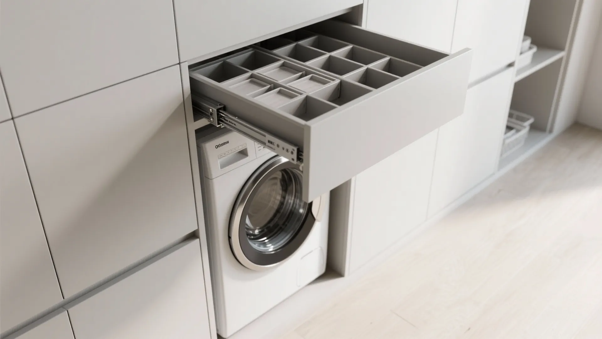 3. Pull-out laundry column in a shallow niche