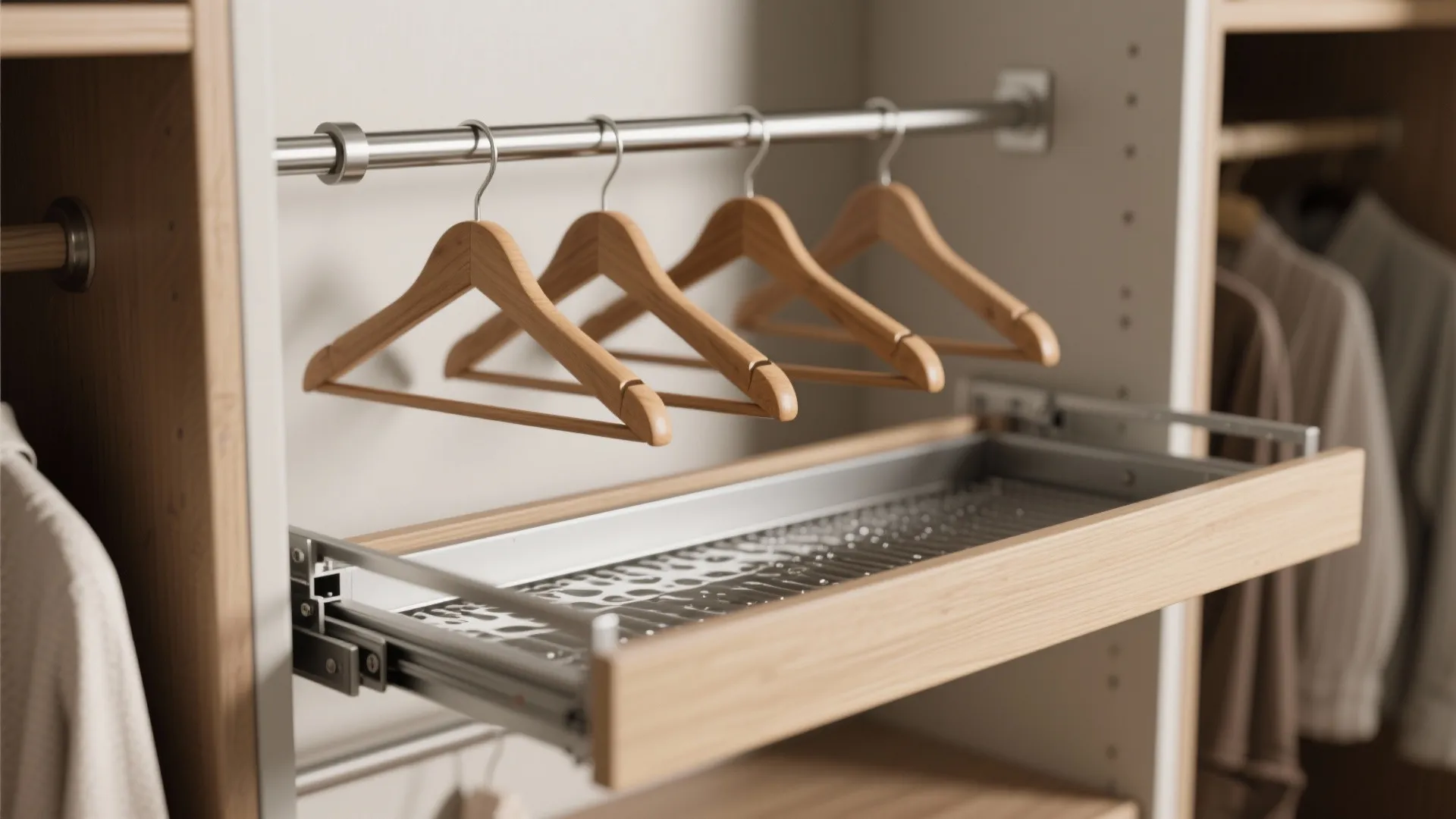 4. Pull-out closet rods and multi-level rails