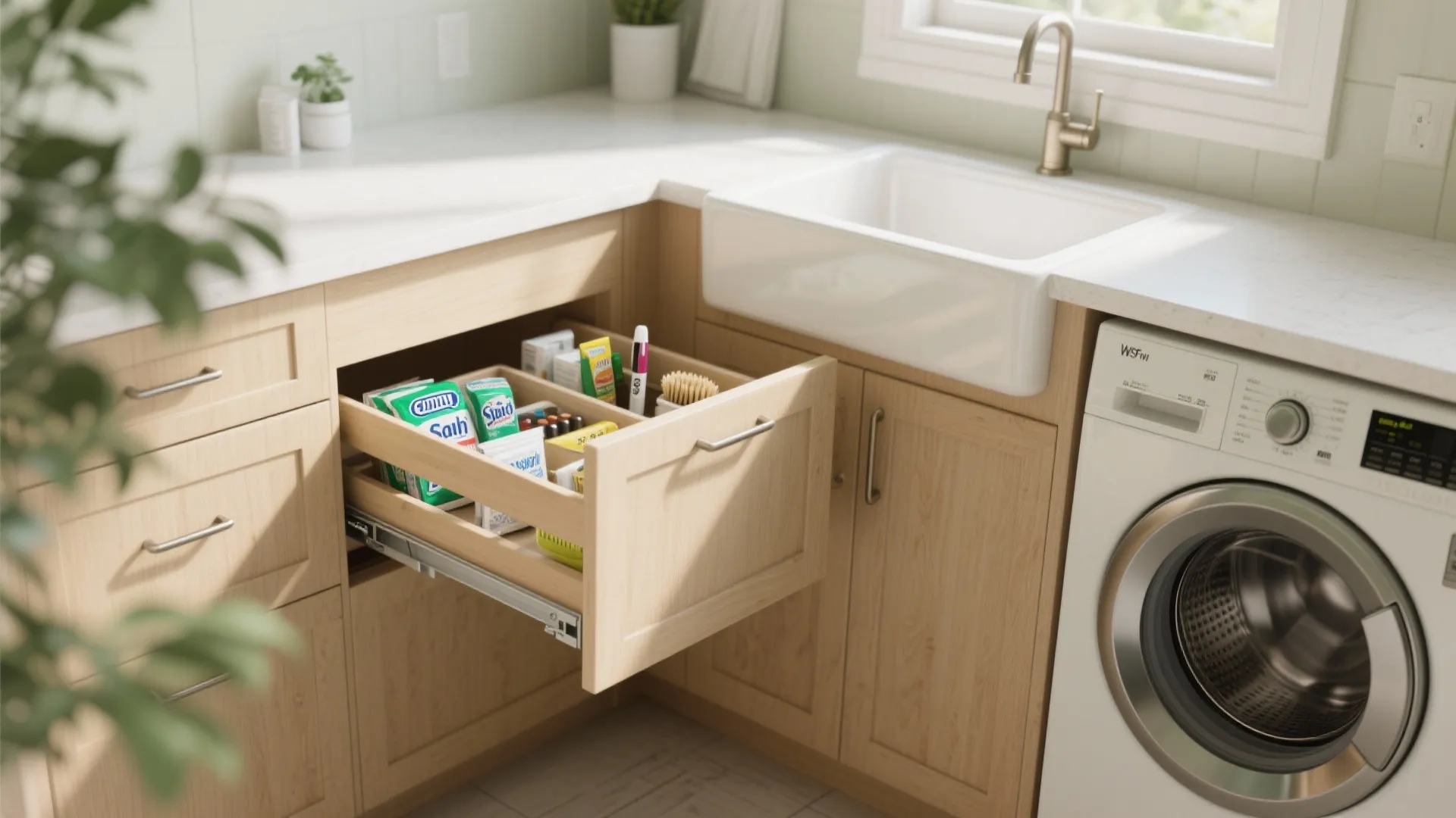 Pull-out narrow shelves for small consumables