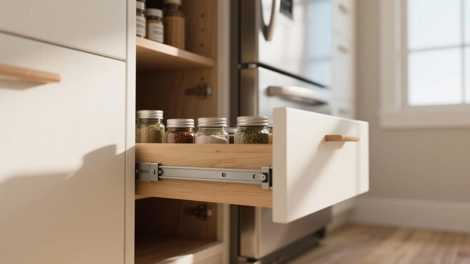 2. Pull-out pantry beside the fridge