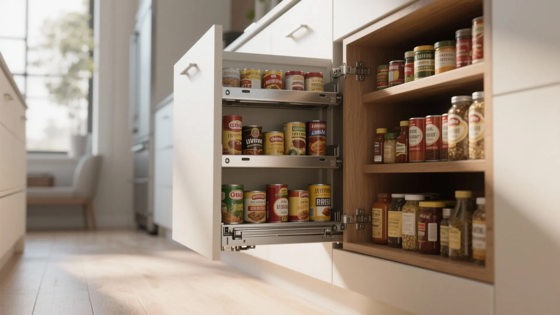 2. Pull-out pantry and spice racks
