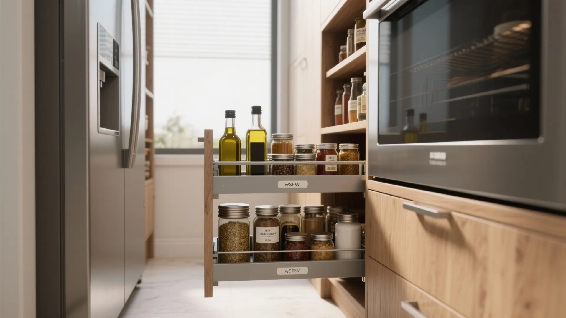 3. Pull-out pantry instead of wide shelving