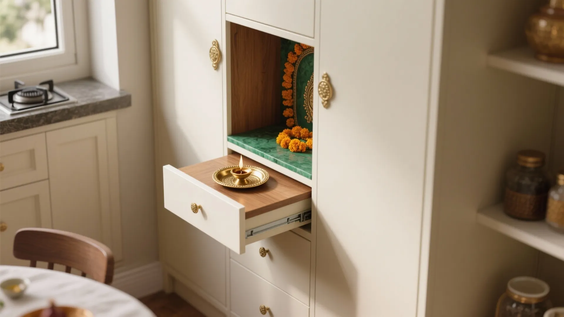 Idea 5: Pull-out plank in a pantry or dining cabinet