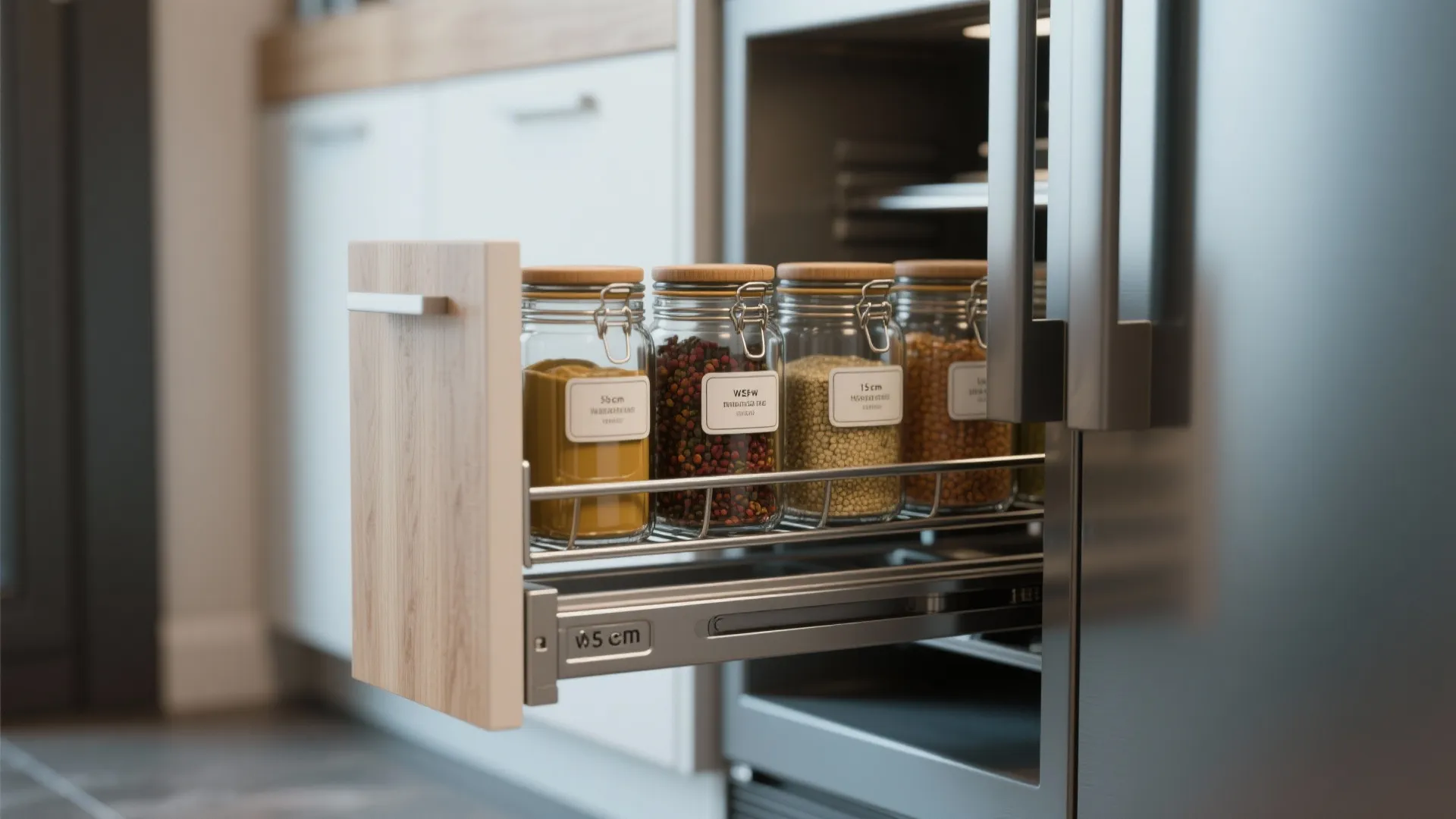 2. Pull-out solutions: pantries, spice racks, and toe-kick drawers