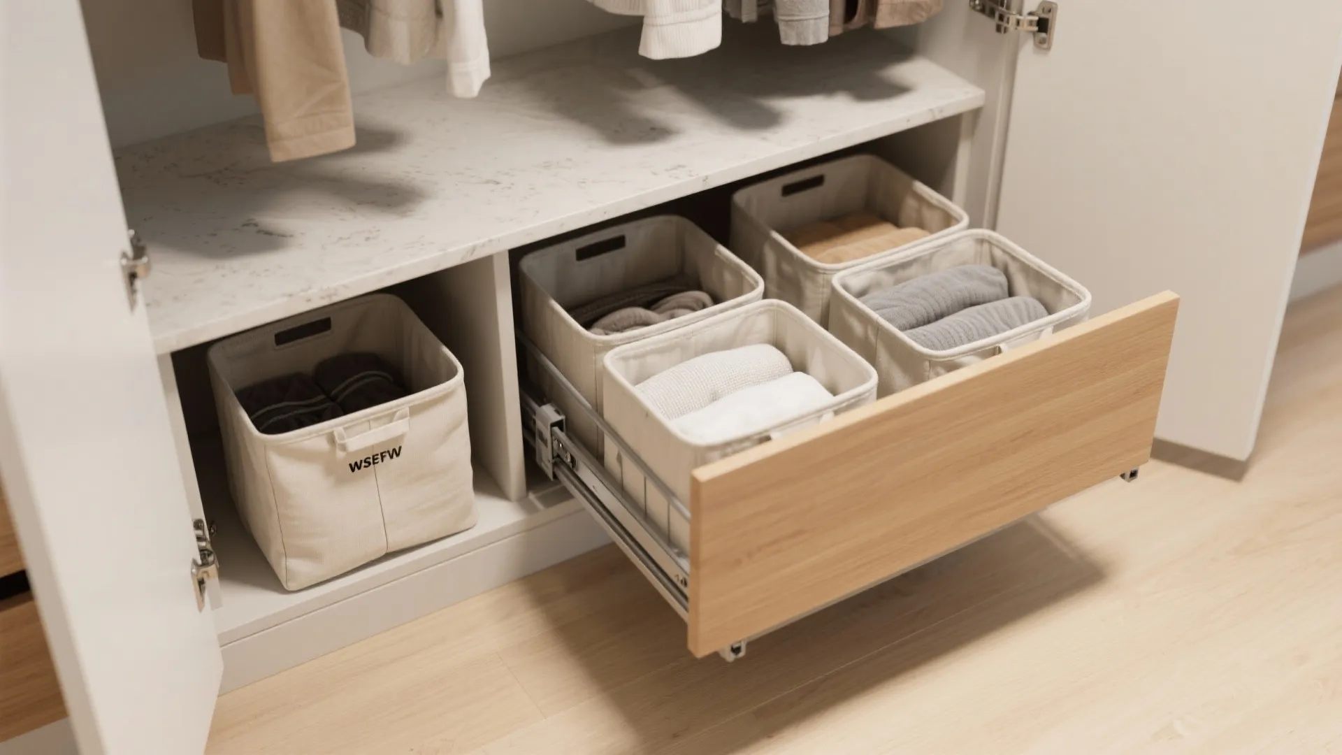 2. Pull-out laundry station with sorting bins
