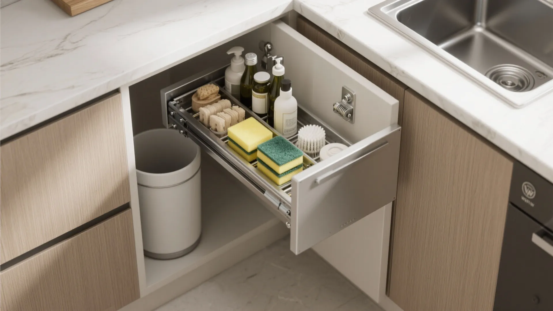 4. Pull-Out Cleaning Station Under the Sink — Hide the mess smartly