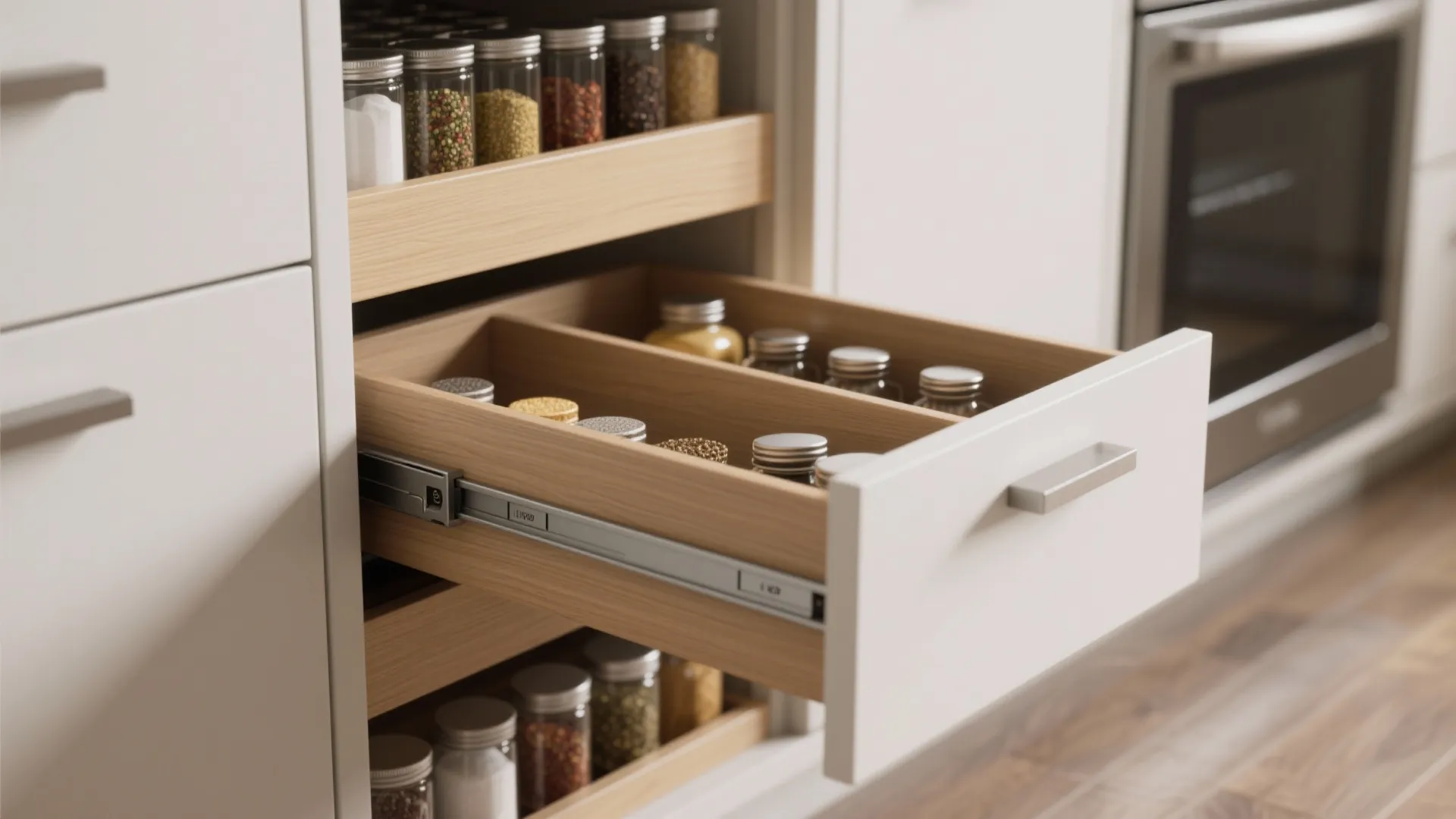 4. Built-in appliances and pull-out storage to maximize every inch