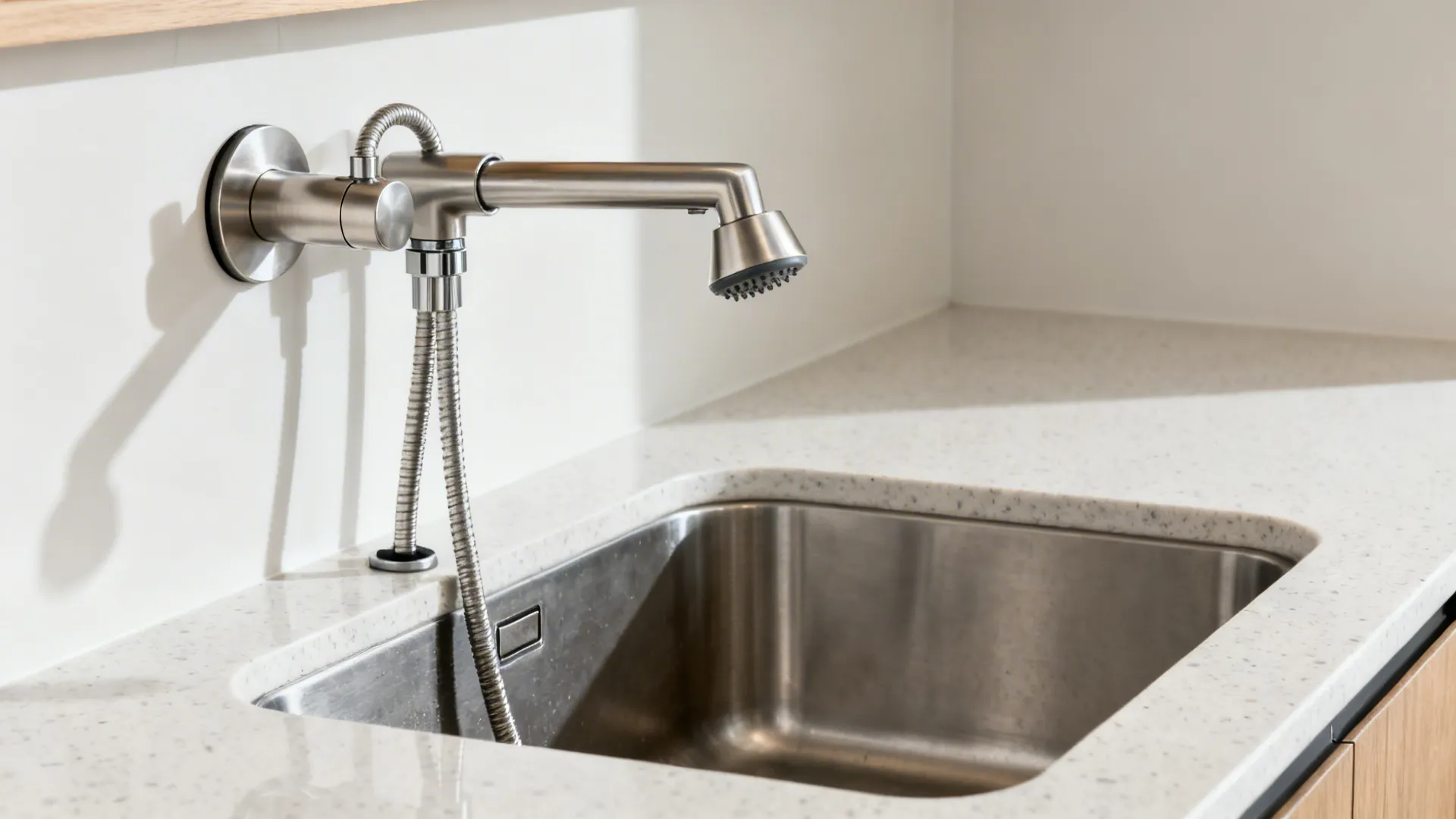 4) Pull-out spray wall mixer for multi-taskers