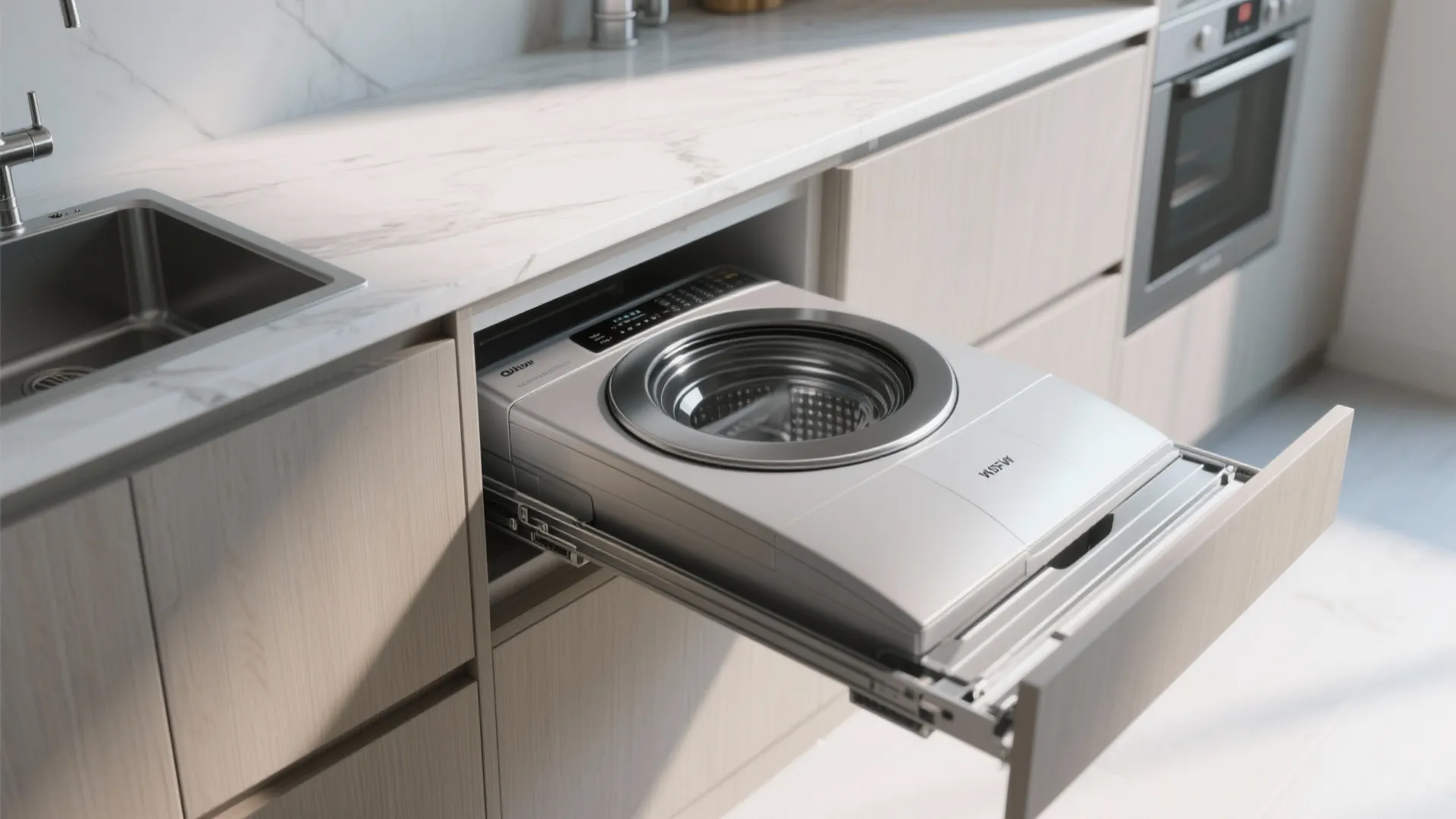 2. Pull-Out Washer in a Cabinet