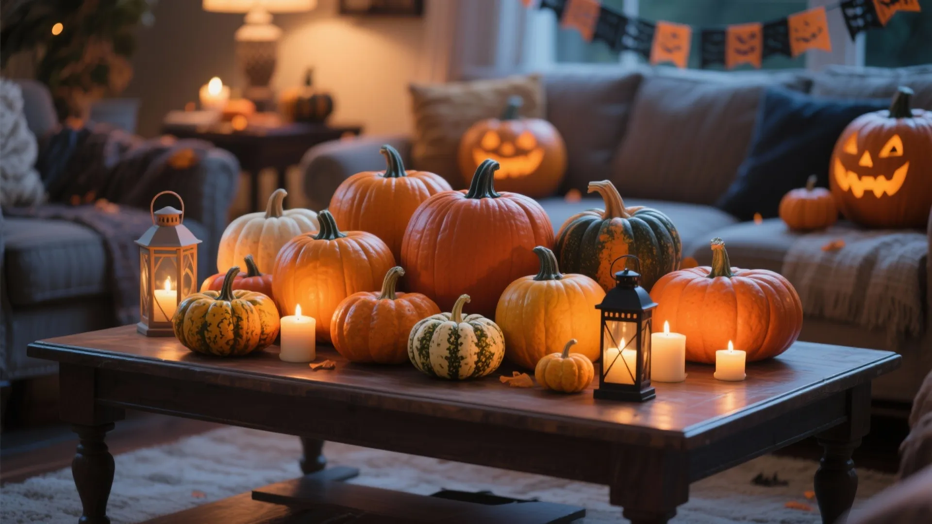 6. Pumpkin Clusters with Mixed Heights