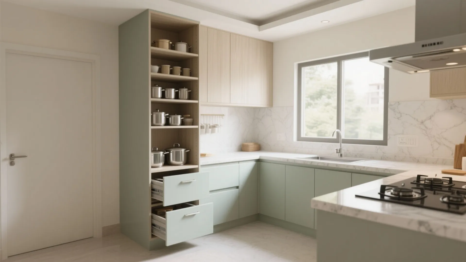 Minimalist Kitchen Storage for New Pune 3 BHKs