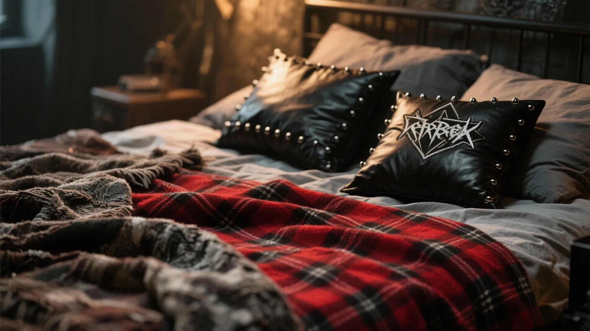 4. Layered Textiles in Dark Tones