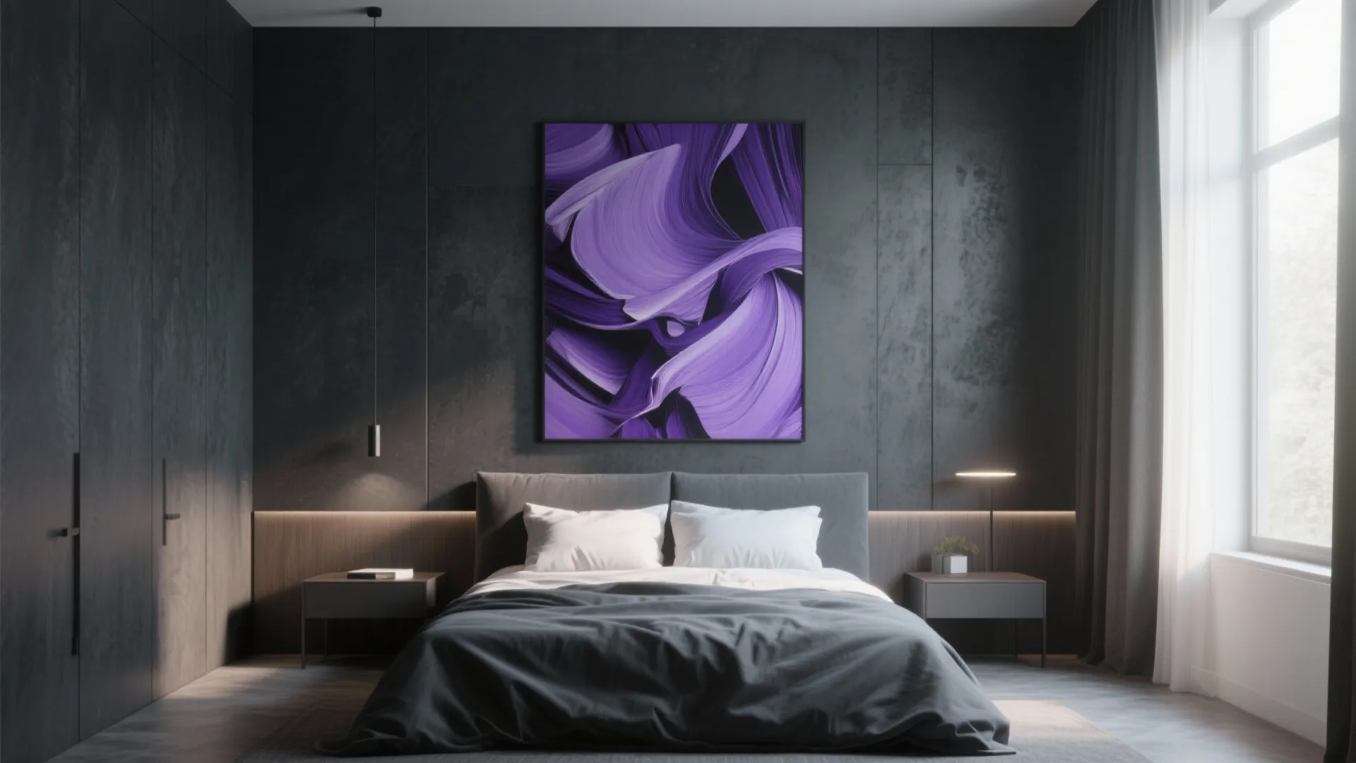6. Purple Artwork as Focal Point