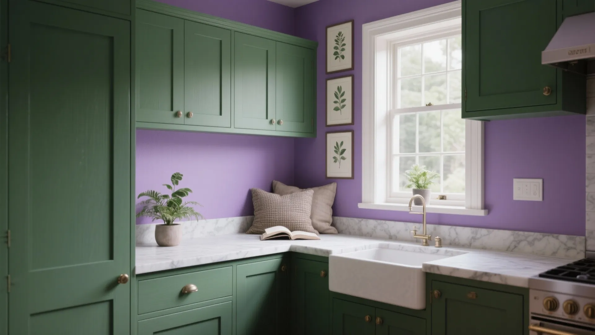 Purple + Forest Green + Botanical Prints