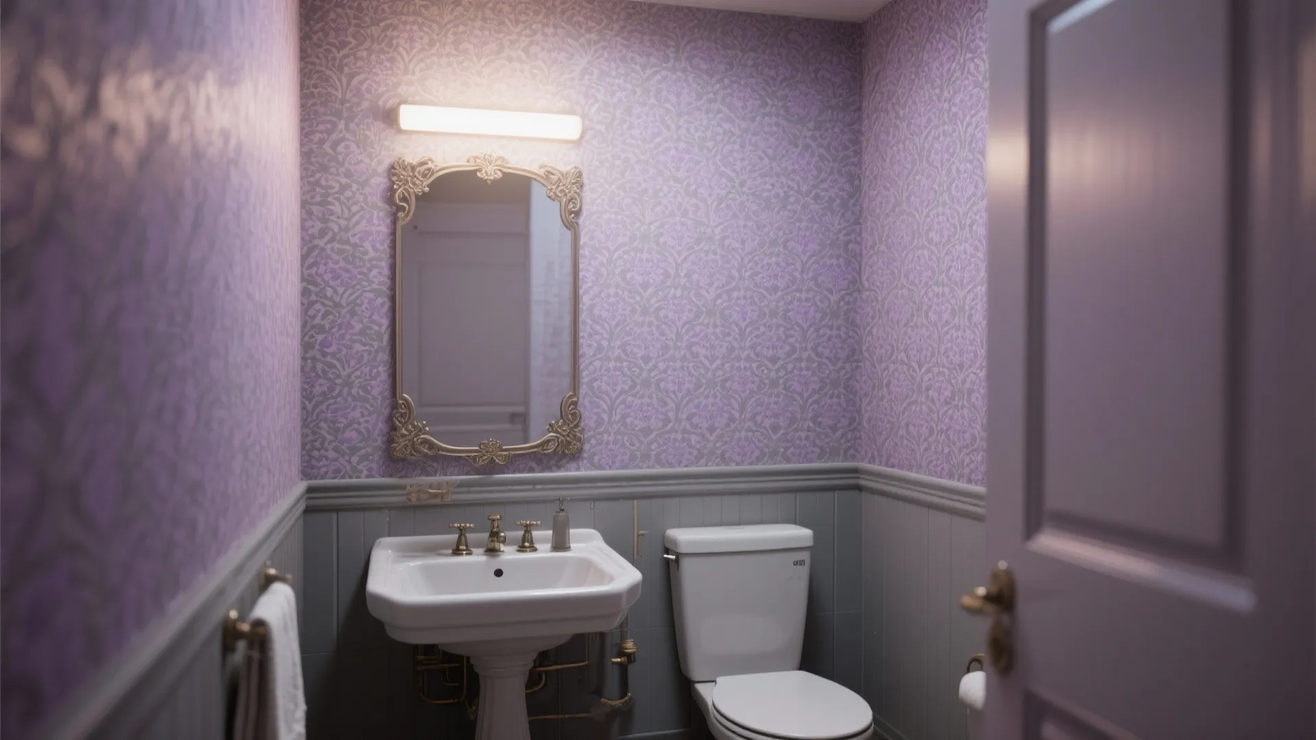 8. Patterned Purple & Grey Wallpaper
