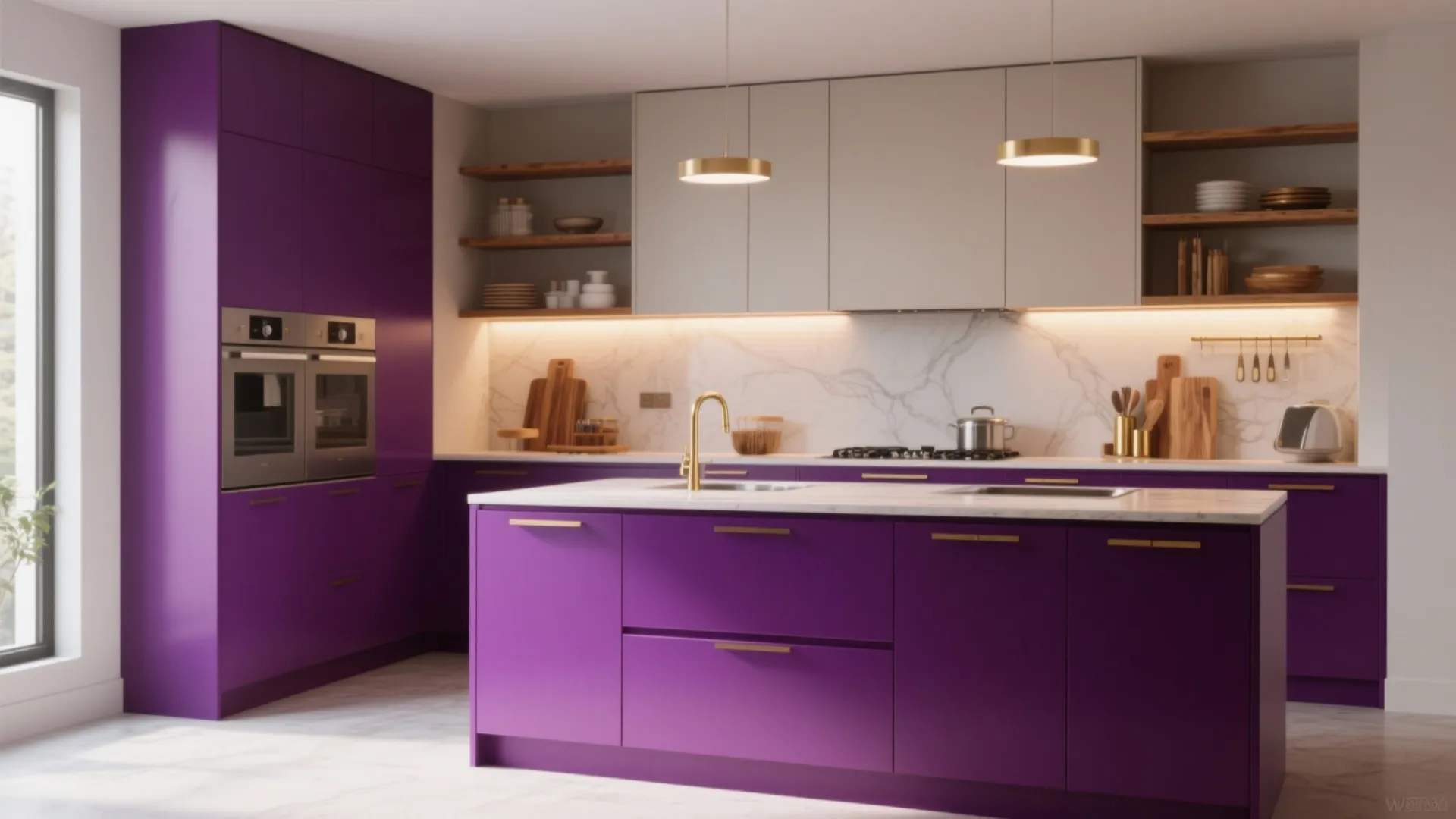 4. Purple Accents in Kitchens