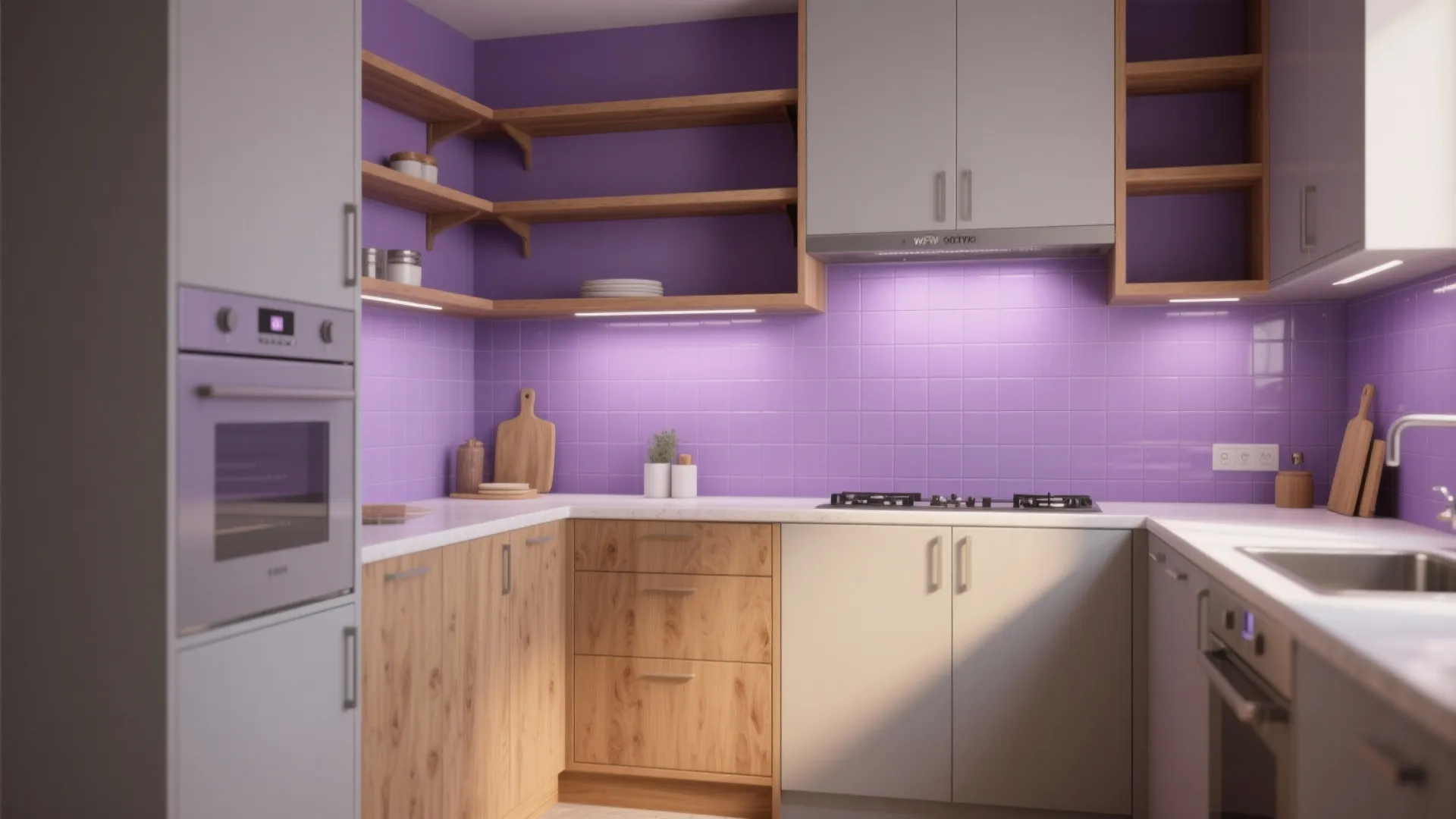 5. Purple in Kitchens and Bathrooms